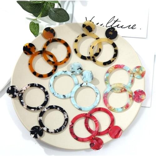 Acrylic Earrings Statement Earrings Geometric Pendant Trend Fashion Drop Hanging Dangle Earring Charm Colorful Jewelry