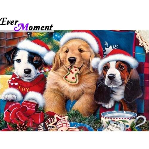 Ever Moment Diamond Painting Dogs Animal 5D DIY Full Square Diamond Embroidery Mosaic Cross Stitch Home Decorations ASF1268