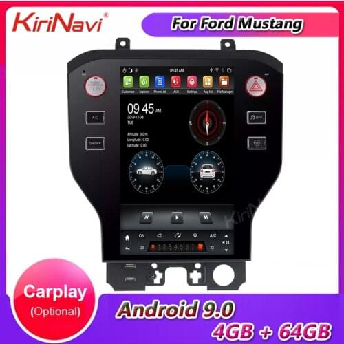 KiriNavi 12.1" Vertical Screen Tesla Style 1 Din Android Car Radio Gps Navigation For Ford Mustang Car Multimedia DVD Player 4G