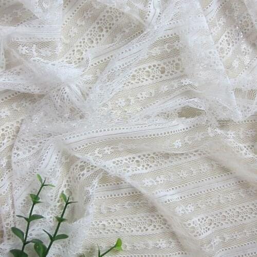 White Small fresh curtain stripe lace material Nylon soft lace fabric garment cloth wedding stage diy material