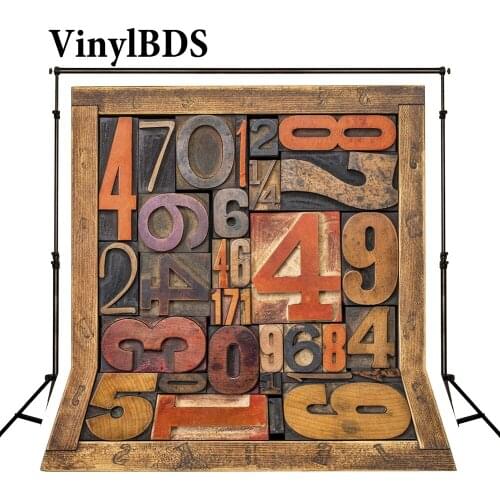 VinylBDS Baby Wood Phptography Background Wooden Numbers Photo Boys Backdrops For Photography Seamless Studio Photo Background