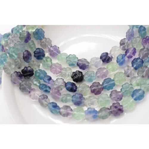 One strand Fluorite greeen carved Clover 12*6mm loose beads for making jewelry wholesale beads nature 14inch FPPJ