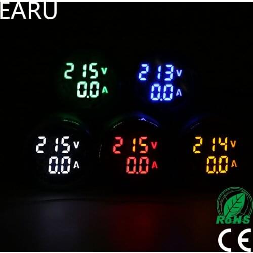 Mini Digital Voltmeter Ammeter 22mm AC 20-500V 0-100A Amp Volt Voltage Tester Meter Dual LED Indicator Pilot Lamp Light Display