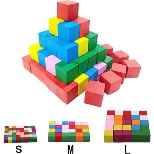 Childen Learning Toys Colorful Wooden Stacking Up Building Blocks Square Cubes Baby Kids Stacking Stack Up Education Gifts