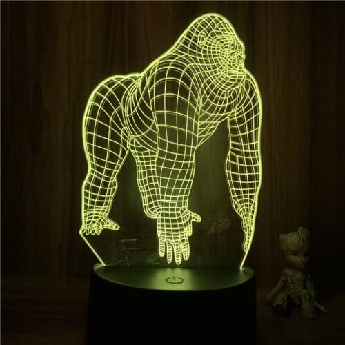 Movie Animal Gorilla Orangutan Action Figure 7 Colors Touch Optical Illusion Lamp Decor Model 3D Nightlight