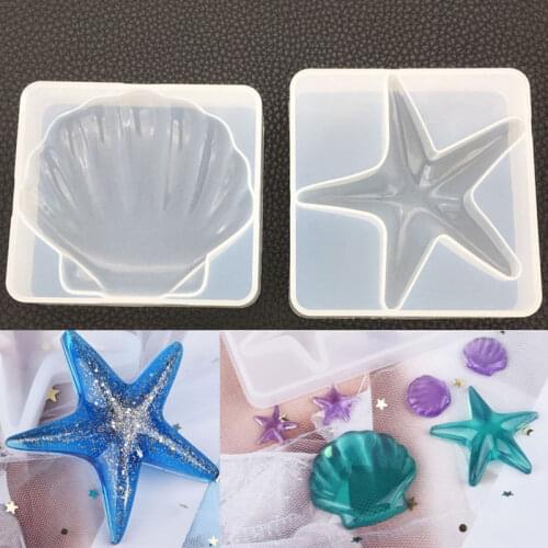 DIY Crystal Epoxy Mould Starfish Shell Large Baking Cake Decoration High Mirror Surface Free Polishing Resin Mould Jewelry