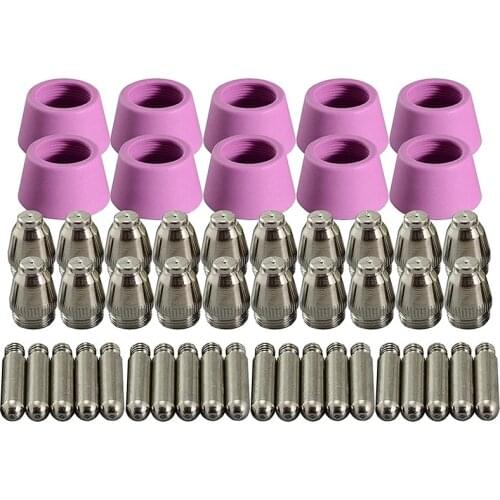 HOT-50Pcs Plasma Cutter Torch Consumables Electrode Nozzles Cups Kit For AG-60 SG-55 WSD-60 Fit CUT-60 LGK-60 Plasma Cutter