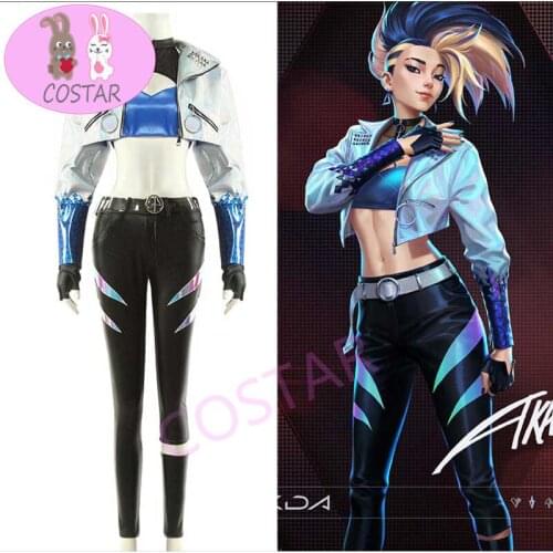Game LOL K/DA KDA Akali ALL OUT SJ Team Suit Dress Cosplay Costume Halloween Party Outfit For Girls Women New 2020