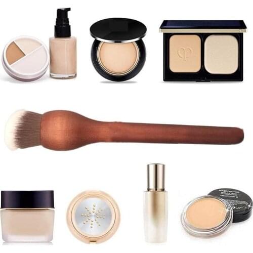 Makeup Brush Rounded Slant Foundation Brush Natural Wood Cosmetic Cream Makeup Brushes