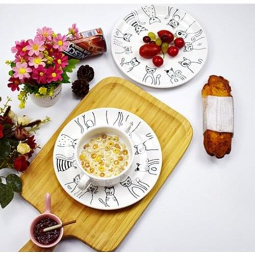 Cat Ceramic Plate Dinner Dessert Appetizer Salad Dish Steak Service Plates for Home Party Cat series breakfast plateXH8Z