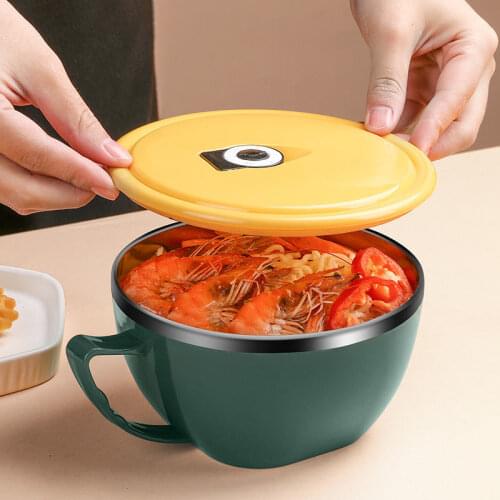 Ins style creative instant noodle Cup bowl with cover bento box Student lunch box instant noodle Bowl soup Bowl set b