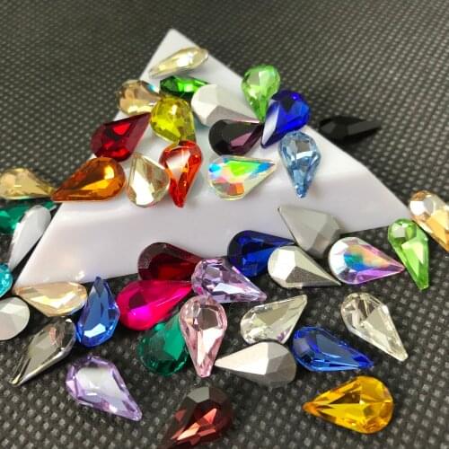 TopStone 5x8mm 6x10mm 8x13mm crystal Glass Pear Drop Rhinestones Pointback Teardrop Xilion Seed Crystal Stone Multi Colors