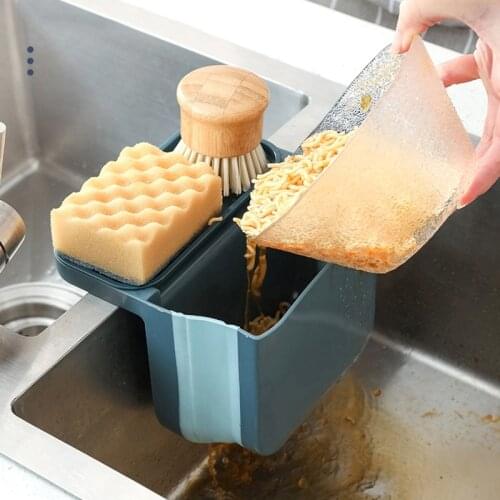 Suction Cup Kitchen Accessories Sink Strainer Drain Rack Organizers Storage Foldable Soap Sponge Holder Leftovers Drainer Basket