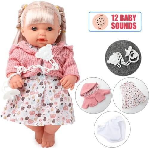 12 inch bebe reborn doll 30.5 cm simulation Sound Soft silicone Realistic long hair twin baby DIY education toys for children