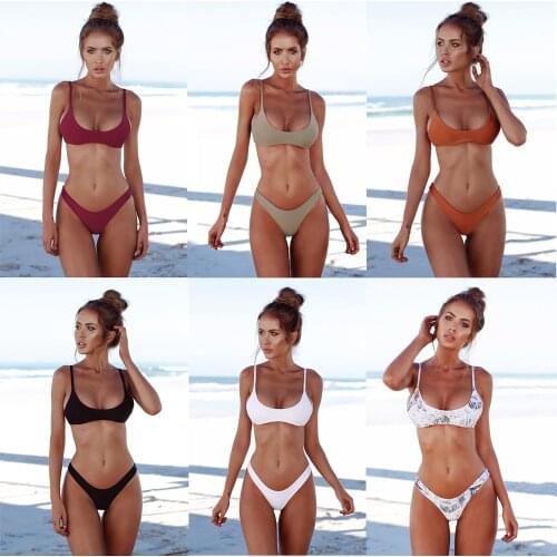 Bikini 2010 Mujer Women Swimwear Sexy Swimsuit Women Solid Biquini Push Up Brazilian Bandeau Bikini Set Padded Bra Bathing Suit