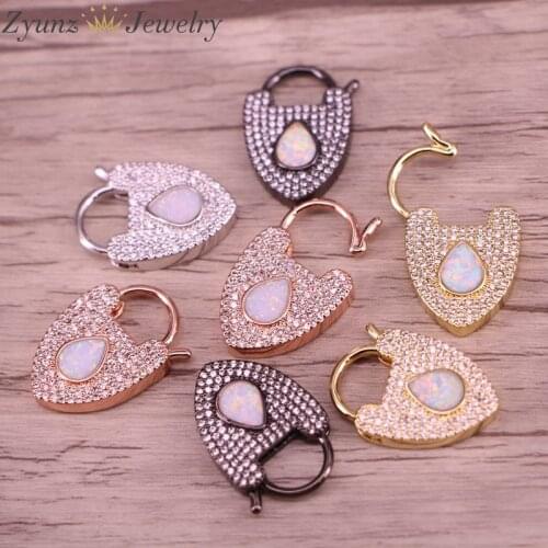 5PCS, Gold/Rose Gold/Black/Silver Color CZ Heart Clasp Component Metal Clasp Lock Heart Shape Jewelry Findings