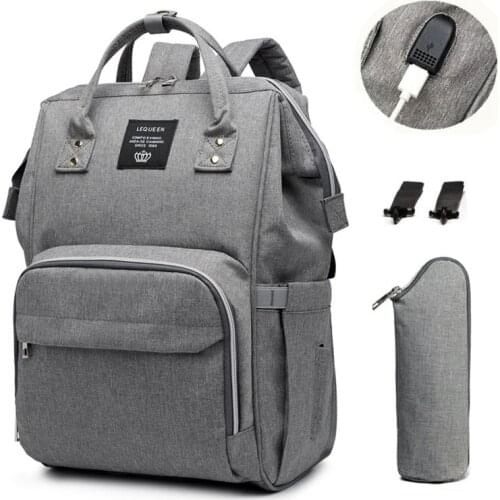 Lequeen Diaper Bag Travel BackPack For Mom Waterproof Baby Bag Nursing Maternity Stroller Bag USB Large Capacity Baby Nappy Bag