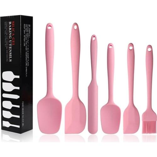 6 Pcs Silicone Pastry Spatula Set Non-Stick Rubber Spatula Heat-Resistant Spatula Kitchen Utensils Kit for Baking