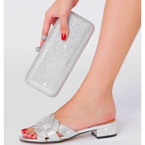Party womens shoes wallet set glittering crystal shoes wedding banquet womens shoes 2021 Italian new design