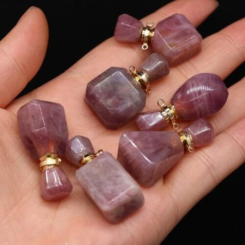 2021 New Style Natural Stone Perfume Bottle Pendant Irregular Madagascar Pink Crystal For Jewelry Making DIY Necklace Accessory