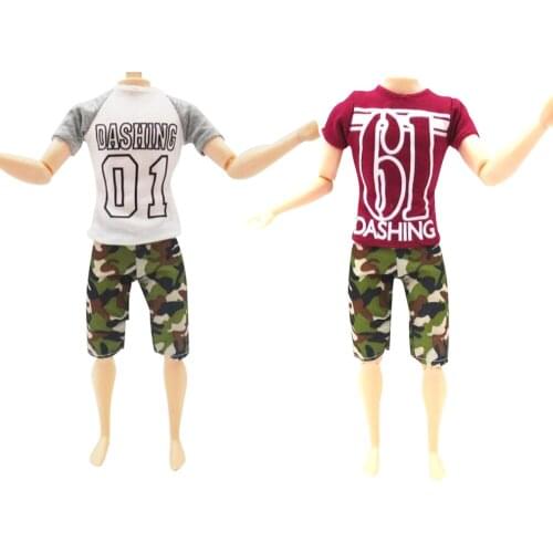 NK 2 Pcs/Set Prince Ken Doll Clothes Fashion Suit Cool Outfit For Barbie Boy KEN Doll Best Childrens Birthday Presents Gift JJ