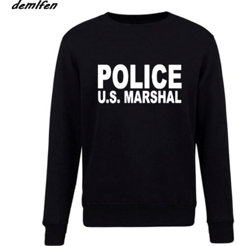 New Fashion Casual Men Fleece pullover Hoodie Police U.s. Marshal Sweatshirt Cool Coat Tops Harajuku Streetwear