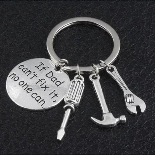 New IF DAD CAN'T FIX IT NO ONE CAN Key Chains Key Ring Tool Wrench Spanner Rule Hammer Model Key Ring Dads Gift 20pcs/lot