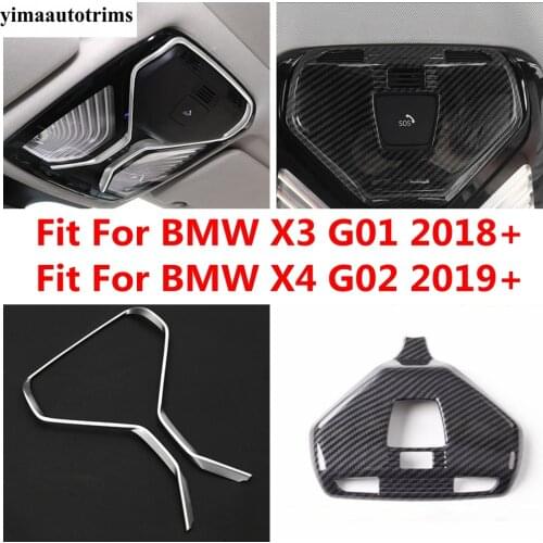 Front Reading Light Lamp Decor Frame Cover Trim For BMW X3 G01 2018 - 2021 X4 G02 2019 - 2021 Carbon Fiber / Matte Accessories