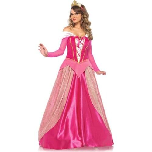 Pink Long Sleeve Aurora Sleeping Beauty Princess Dresses Halloween Cosplay Sleeping Beauty Princess Aurora plays Costume