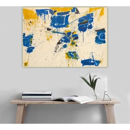 Sam Francis《The Upper Yellow》Abstract Canvas Oil Painting Artwork Poster Picture Wall Hanging Decor Home Living Room Decoration