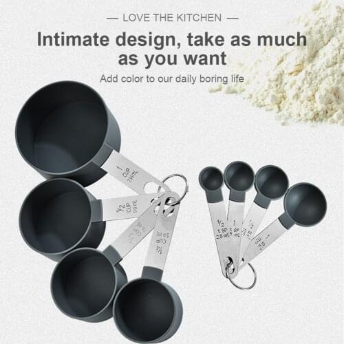 Steel Purpos Handle Cake Baking Flour Cup 4/8/10Pcs Measuring Baking Multi Purpos Kitchen Gadget Teaspoon Coffee Sugar Measuring