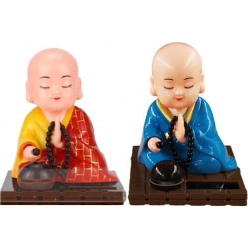 Solar Powered Shaking Head Monk Toy Home Office Desk Car Ornament Crafts Gift