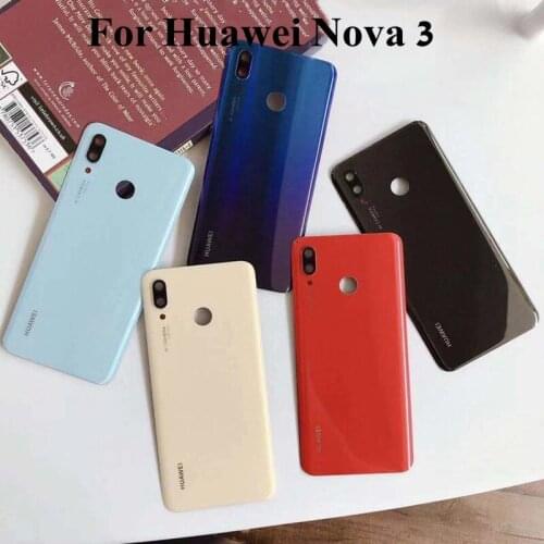 100% Original Glass Battery Cover For Huawei Nova 3 PAR-AL00 Rear Housing door Mobile phone Back Cover Case For Nova3 Case
