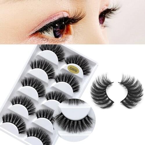 5 Pairs 3D Faux Mink Hair False Eyelashes Handmade Soft Natural Lashes Long Thick Lashes Eyelash Extension Makeup Tools