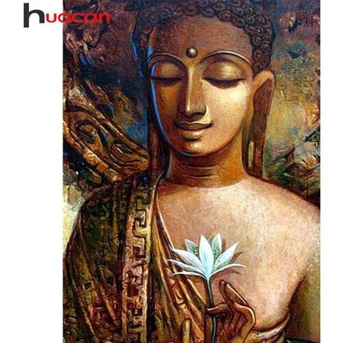 Huacan Diy Diamond Painting Buddha Decor Home Diamond Embroidery Mosaic Religion Cross Stitch Wall Sticker Diamond Art