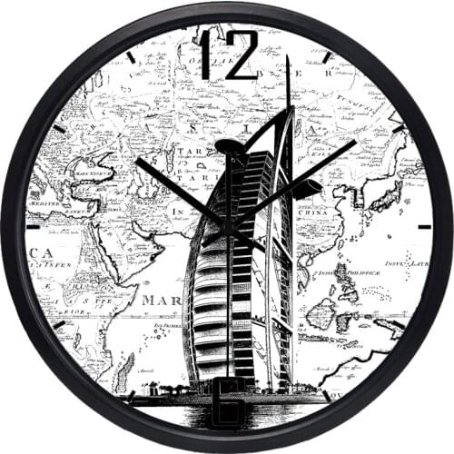 Dubai Time World Map Large Decorative Wall Clock New Arrival Quartz Clocks Fashion Watches