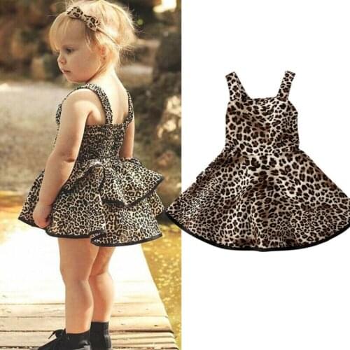 CANIS Summer Princess Kids Baby Girl Dress Strap Chiffon Leopard Party Dress Dresses Sundress