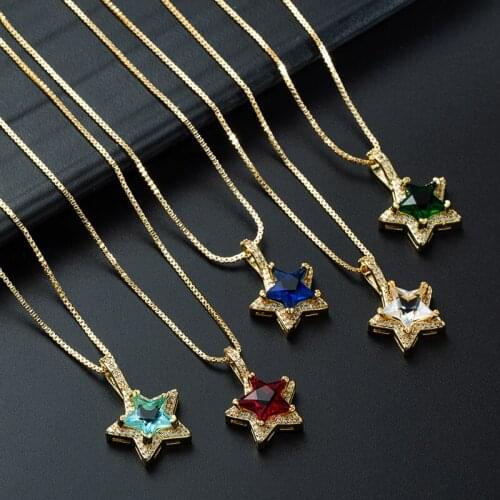 Crystal Stone Personality Fashion Designer Jewelry Clavicle Chain Multicolor Rhinestone Star Pendant Necklace Ladies Accessories