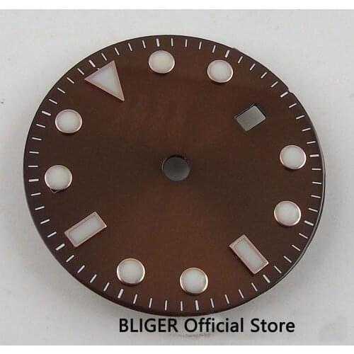 BLIGER 28.5MM Coffee Sterile Dial Date Window Watch Dial Fit For MIYOTA 8215 Mingzhu 2813 4813 Automatic Movement D11