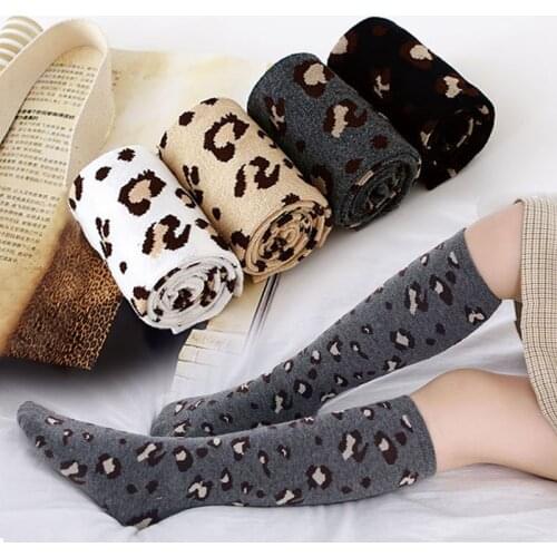 Leopard Print Children Socks Spring Kids Girl Knee High Socks Fashion Girls Long Socks Sokken Calcetines