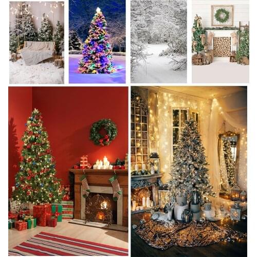 Christmas Tree Backgrounds Gifts Window Wooden Floor Photo Background Interior Portrait Photo Backdrops For Photo Studio