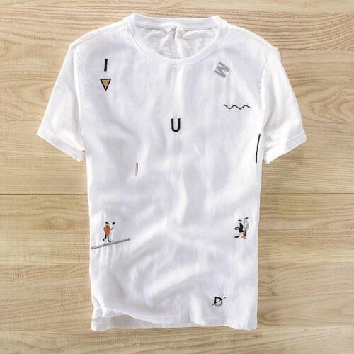 T-shirt men summer casual men t shirt stretch elastic men tshirt breathable flax male t shirts camisa