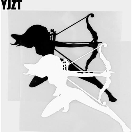 YJZT 13.7×15.6CM Personalized Female Shooter Exquisite Car Sticker Creative Vinyl Decals Window Glass Decoration 20C-0282