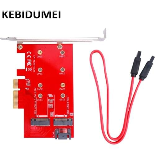 M.2 NVMe SSD TO PCIE X4 Adapter M Key B Key Dual Interface Card Support PCI Express 3.0 2230 2242 2260 2280 Size M2 SSD
