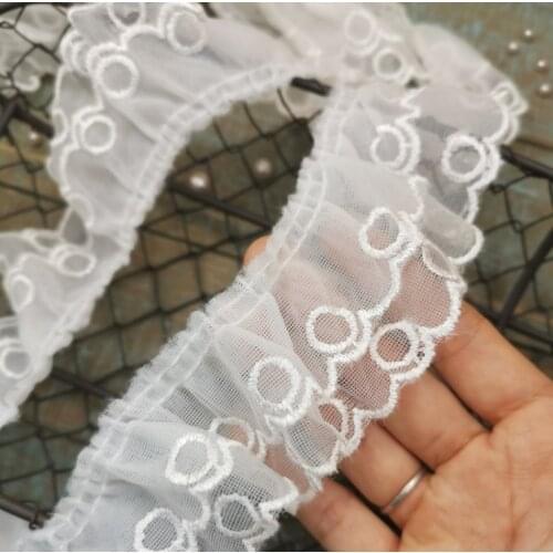 2 Meters Ivory Clothing Material 2 Layers DIY Craft Mesh Wedding Embroidery Lace Trim Fabric Sewing Accessories Home Decoration