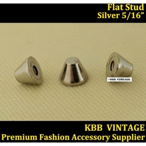 100pc Metal Punk Spikes Screwback Flat Stud Rock DIY Stud 11mm Silver , Worldwide shipping