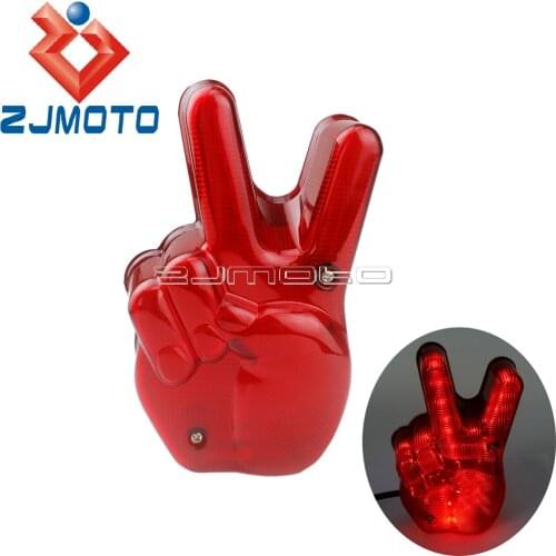 Motorcycle LED Taillight Peace Sign Stop Lamp For Harley Cafe Racer Chopper Bobber Scrambler Custom Red Light Rear Light
