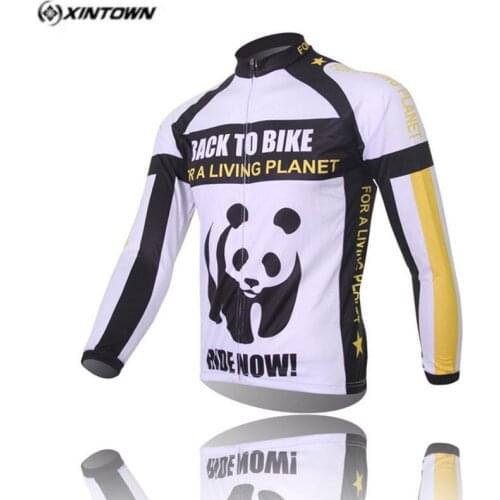 Xintown Mens Panda Long Sleeve Cycling Clothing Autumn Cycling Jersey Breathable Bike Jersey Bicycle Sportswear Ropa Ciclismo