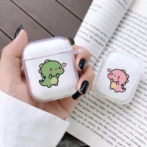 Dinosaur Lovers Transparent Earphone Case For Apple AirPods 1st or 2nd Gen Clear Soft Protective Headphone Cover Accessories