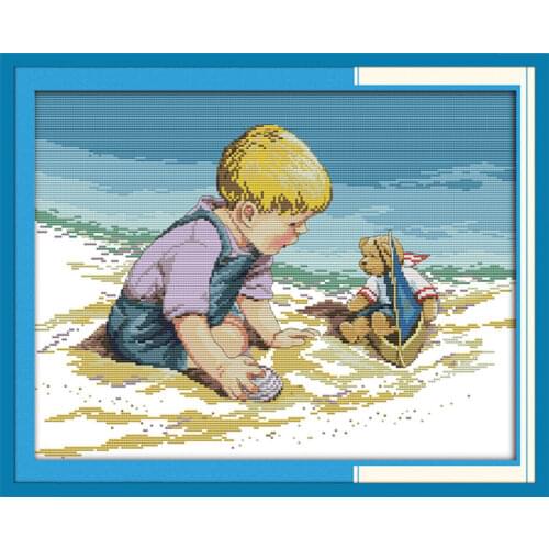 The beach boy cross stitch kit DIY hand embroidery set craft handmade needlework
